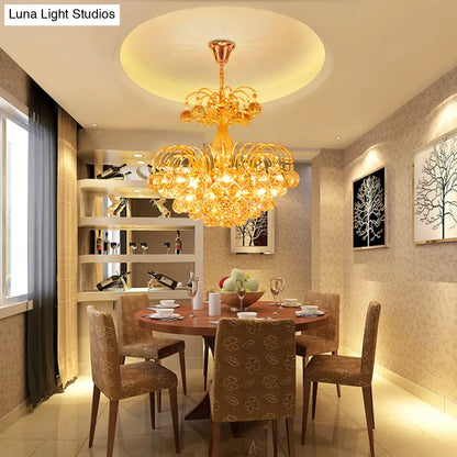 Lámpara de araña contemporánea de 8 luces en cromo/oro con pantalla de bola de cristal, 40,6 cm/49,5 cm de ancho