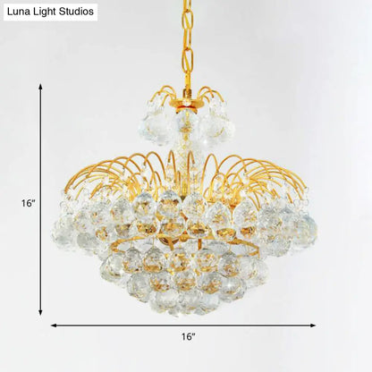 Lámpara de araña contemporánea de 8 luces en cromo/oro con pantalla de bola de cristal, 40,6 cm/49,5 cm de ancho