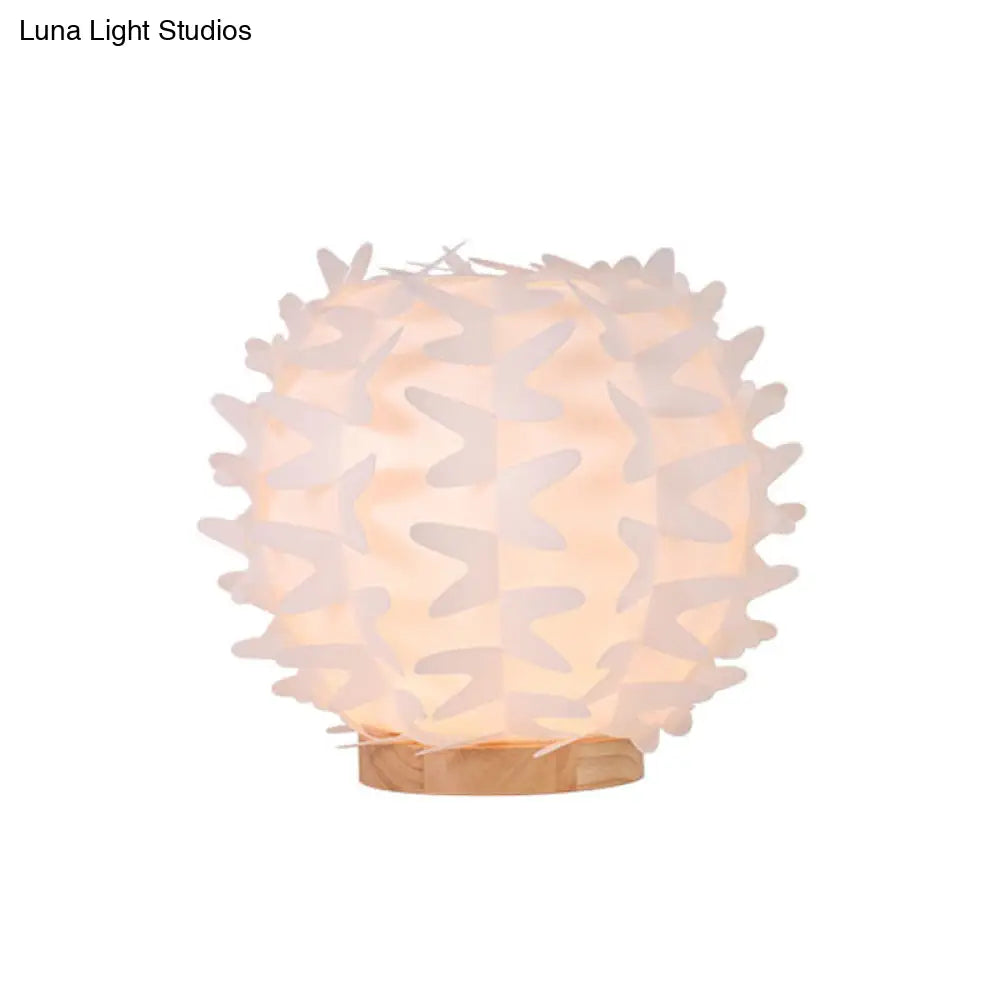Contemporary Acrylic Ball Nightstand Light: Butterfly Wing Design, LED White Table Lamp