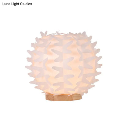 Contemporary Acrylic Ball Nightstand Light: Butterfly Wing Design, LED White Table Lamp