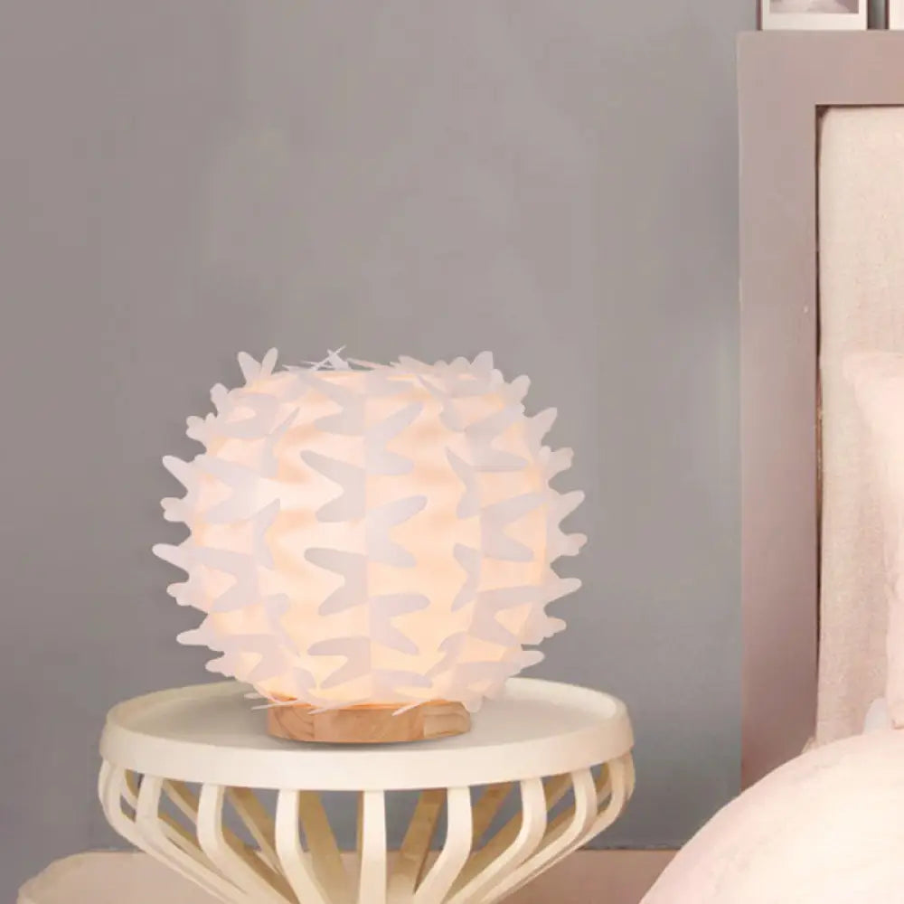 Contemporary Acrylic Ball Nightstand Light: Butterfly Wing Design, LED White Table Lamp