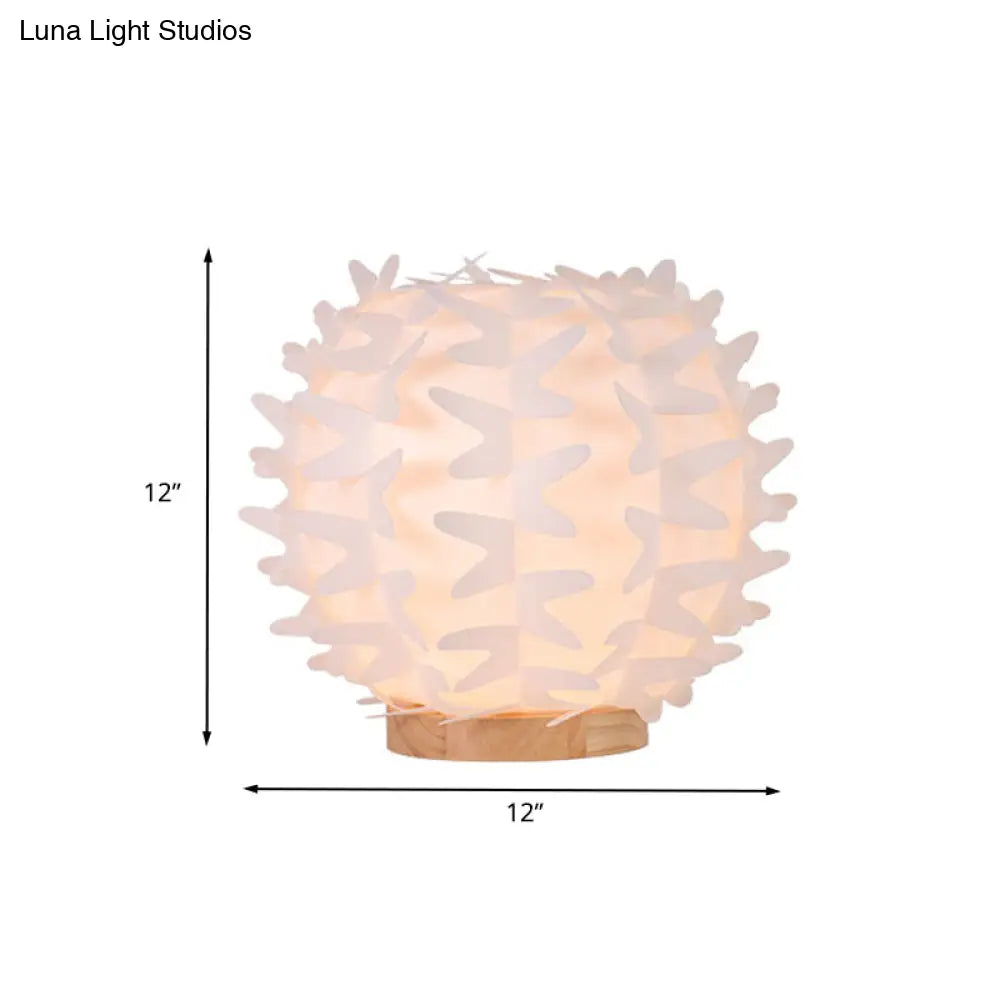 Contemporary Acrylic Ball Nightstand Light: Butterfly Wing Design, LED White Table Lamp