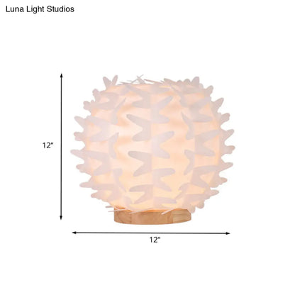 Contemporary Acrylic Ball Nightstand Light: Butterfly Wing Design, LED White Table Lamp