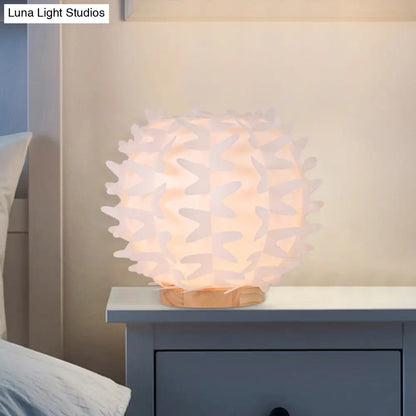 Contemporary Acrylic Ball Nightstand Light: Butterfly Wing Design, LED White Table Lamp