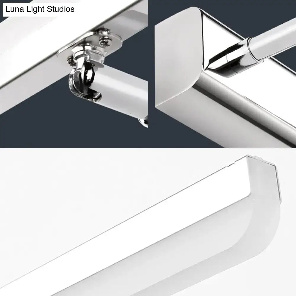 Contemporary acrylic chrome wall sconce with a chromium finish and sleek rectangular design for bathroom vanity lighting