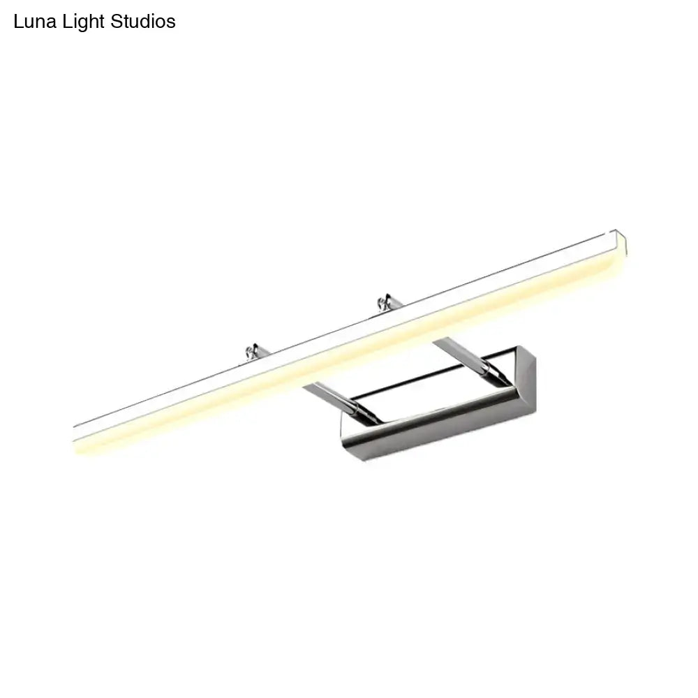 Contemporary acrylic chrome wall sconce with sleek rectangular design and warm white led illumination for bathroom vanity