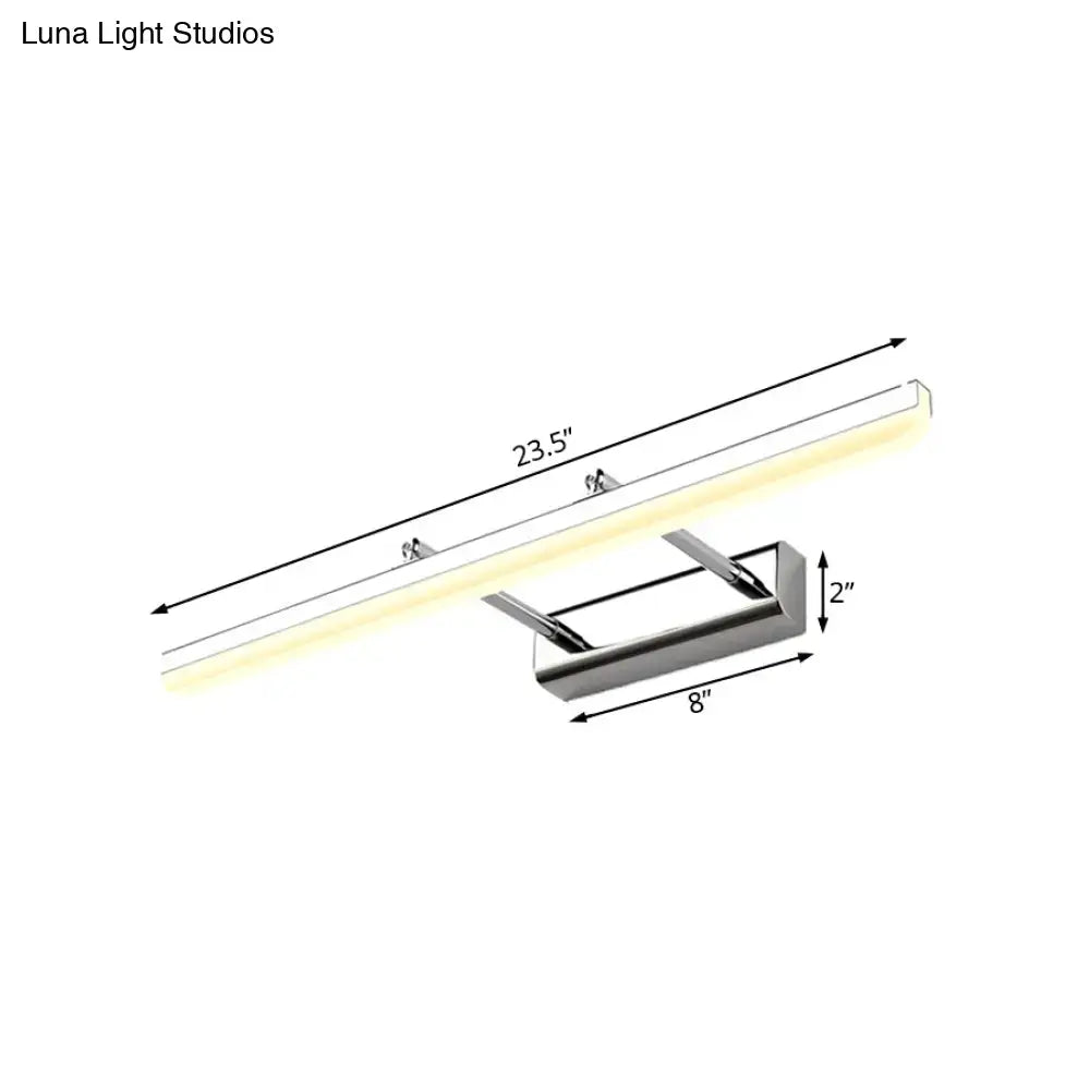 Contemporary acrylic chrome wall sconce with polished chrome finish and warm white led light for bathroom vanity use