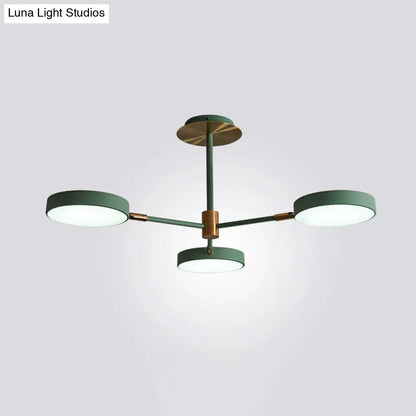 Lámpara de araña colgante contemporánea de acrílico con forma de tambor y diseño Sputnik