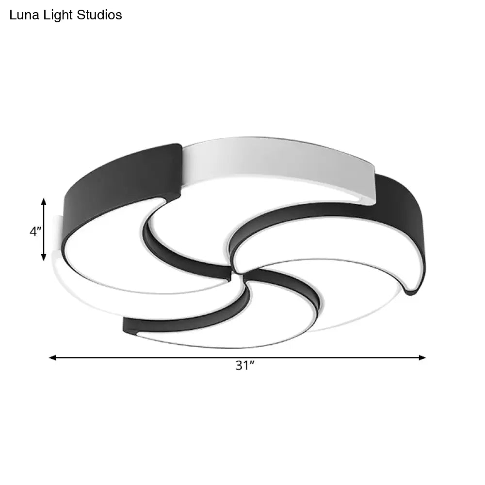 Lámpara de techo LED empotrada DecorBites™ contemporánea de acrílico con diseño de molino de viento - Circular, Blanco y negro - 19,5"/23,5"/31" de ancho - Luz cálida/blanca