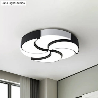 Lámpara de techo LED empotrada DecorBites™ contemporánea de acrílico con diseño de molino de viento - Circular, Blanco y negro - 19,5"/23,5"/31" de ancho - Luz cálida/blanca