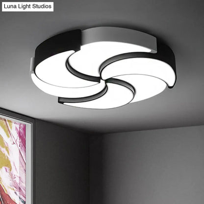 Lámpara de techo LED empotrada DecorBites™ contemporánea de acrílico con diseño de molino de viento - Circular, Blanco y negro - 19,5"/23,5"/31" de ancho - Luz cálida/blanca