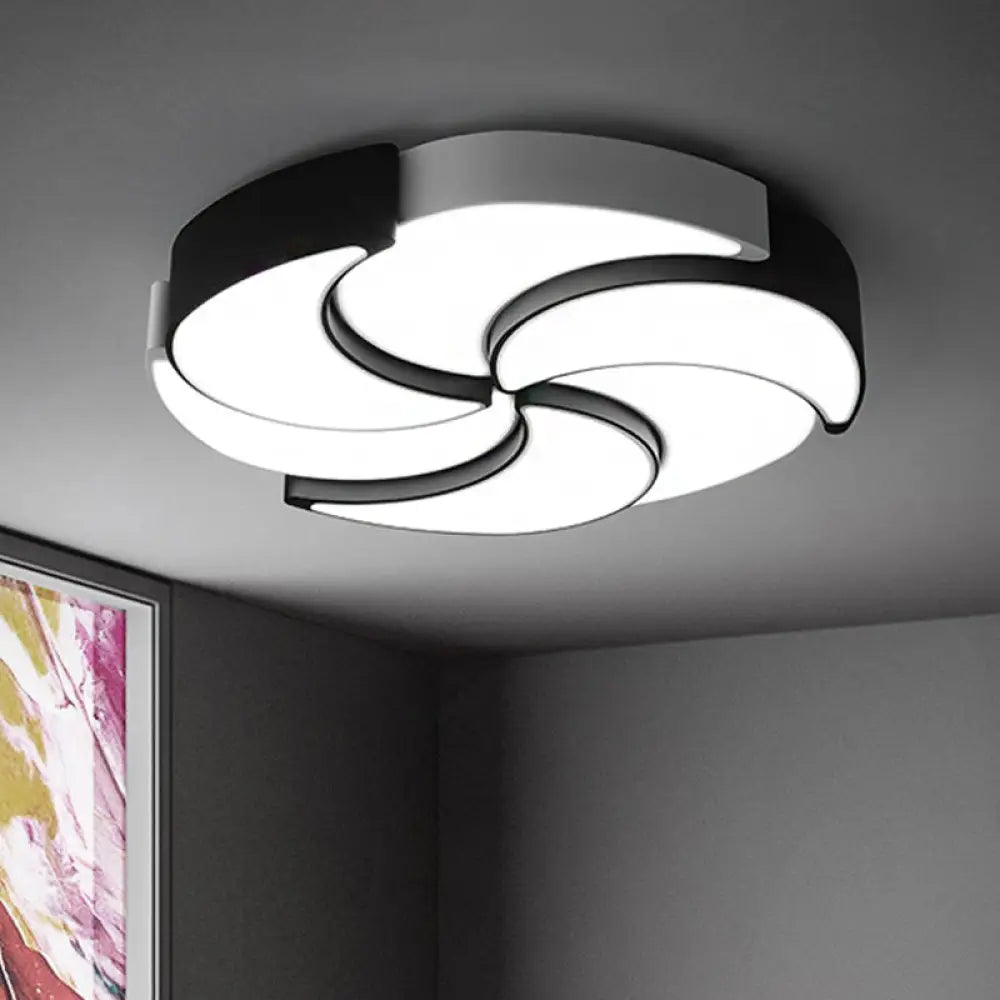 Lámpara de techo LED empotrada DecorBites™ contemporánea de acrílico con diseño de molino de viento - Circular, Blanco y negro - 19,5"/23,5"/31" de ancho - Luz cálida/blanca