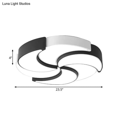 Lámpara de techo LED empotrada DecorBites™ contemporánea de acrílico con diseño de molino de viento - Circular, Blanco y negro - 19,5"/23,5"/31" de ancho - Luz cálida/blanca
