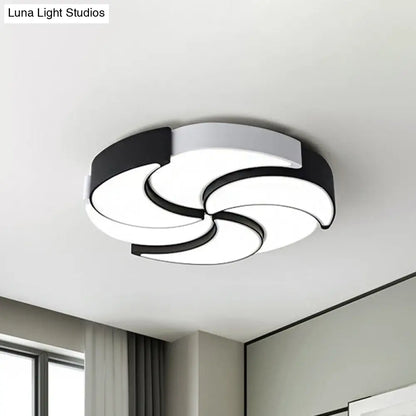 Lámpara de techo LED empotrada DecorBites™ contemporánea de acrílico con diseño de molino de viento - Circular, Blanco y negro - 19,5"/23,5"/31" de ancho - Luz cálida/blanca