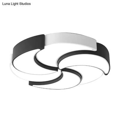 Lámpara de techo LED empotrada DecorBites™ contemporánea de acrílico con diseño de molino de viento - Circular, Blanco y negro - 19,5"/23,5"/31" de ancho - Luz cálida/blanca