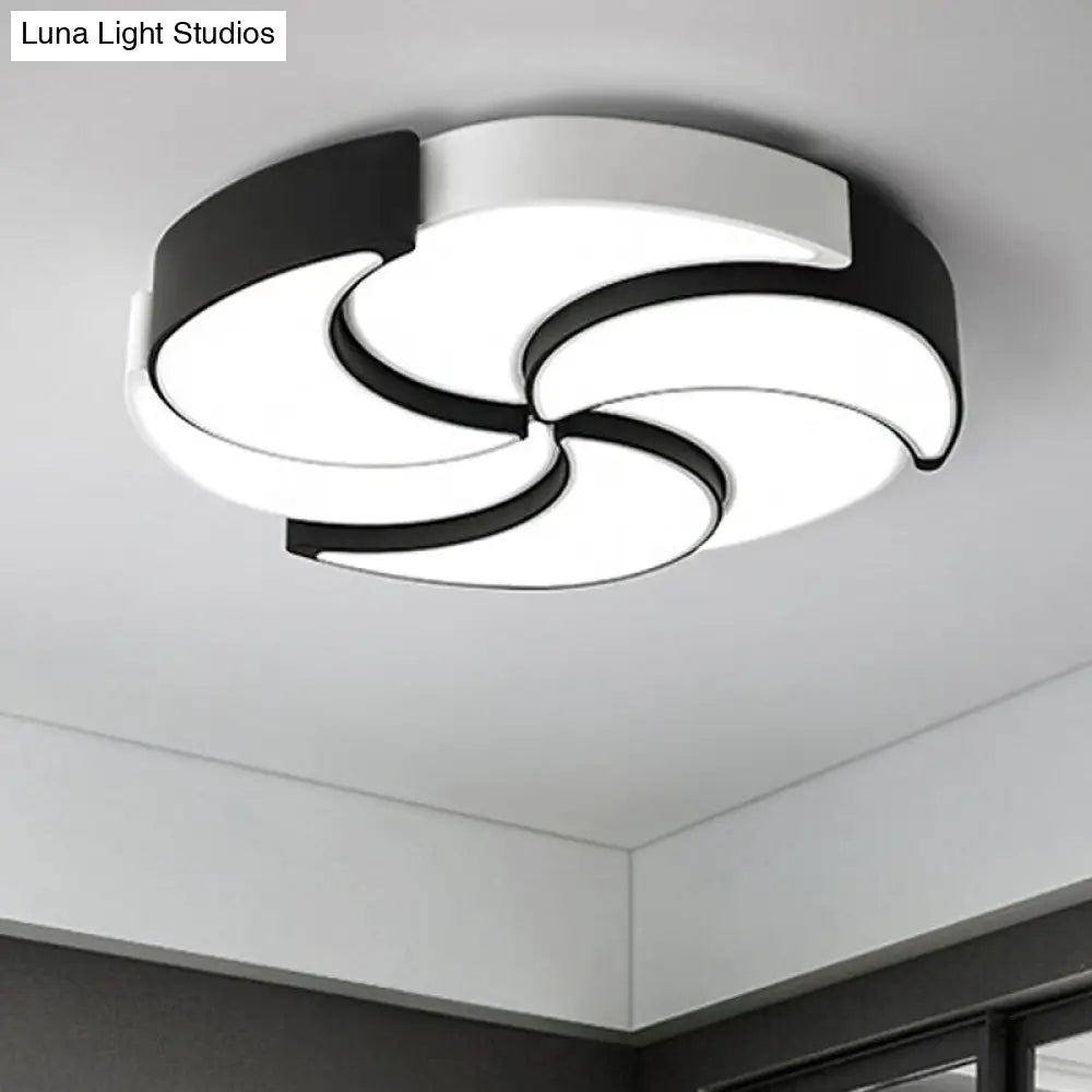Lámpara de techo LED empotrada DecorBites™ contemporánea de acrílico con diseño de molino de viento - Circular, Blanco y negro - 19,5"/23,5"/31" de ancho - Luz cálida/blanca