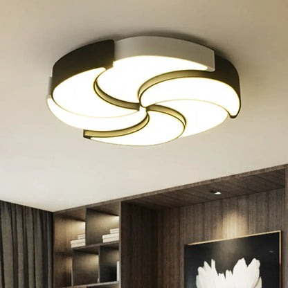 Lámpara de techo LED empotrada DecorBites™ contemporánea de acrílico con diseño de molino de viento - Circular, Blanco y negro - 19,5"/23,5"/31" de ancho - Luz cálida/blanca