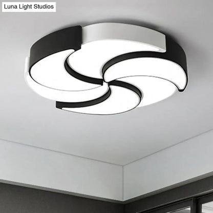 Lámpara de techo LED empotrada DecorBites™ contemporánea de acrílico con diseño de molino de viento - Circular, Blanco y negro - 19,5"/23,5"/31" de ancho - Luz cálida/blanca