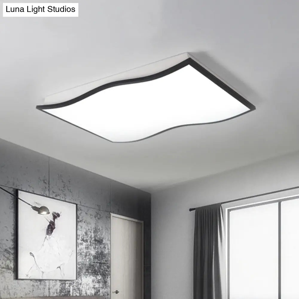 Lámpara de techo contemporánea DecorBites™ de acrílico, cuadrada/rectangular ondulada, LED, 19.5"/32" de ancho, negra