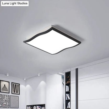 Lámpara de techo contemporánea DecorBites™ de acrílico, cuadrada/rectangular ondulada, LED, 19.5"/32" de ancho, negra