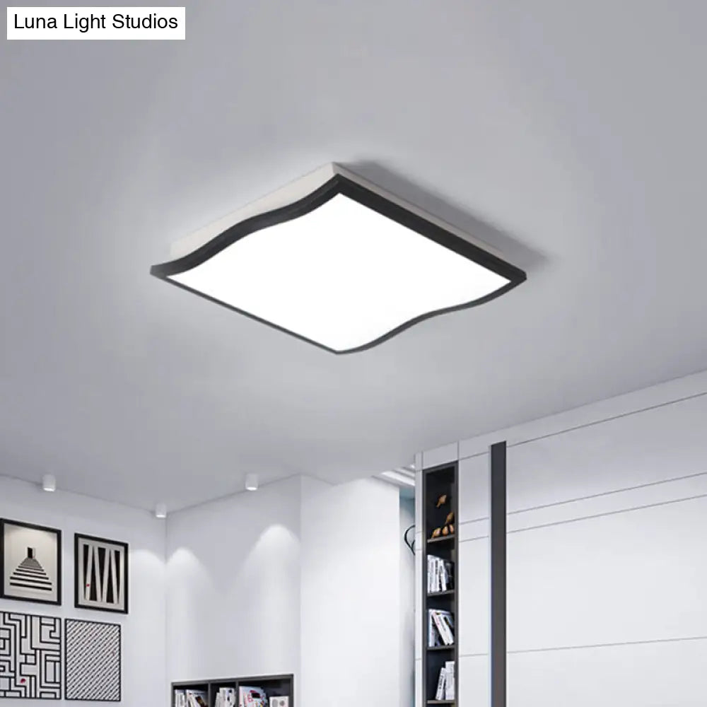 Lámpara de techo contemporánea DecorBites™ de acrílico, cuadrada/rectangular ondulada, LED, 19.5"/32" de ancho, negra