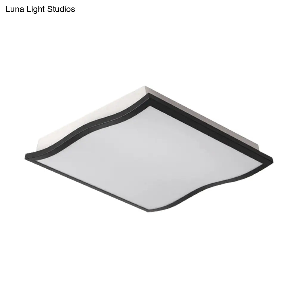 Lámpara de techo contemporánea DecorBites™ de acrílico, cuadrada/rectangular ondulada, LED, 19.5"/32" de ancho, negra
