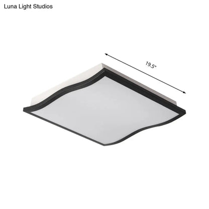 Lámpara de techo contemporánea DecorBites™ de acrílico, cuadrada/rectangular ondulada, LED, 19.5"/32" de ancho, negra