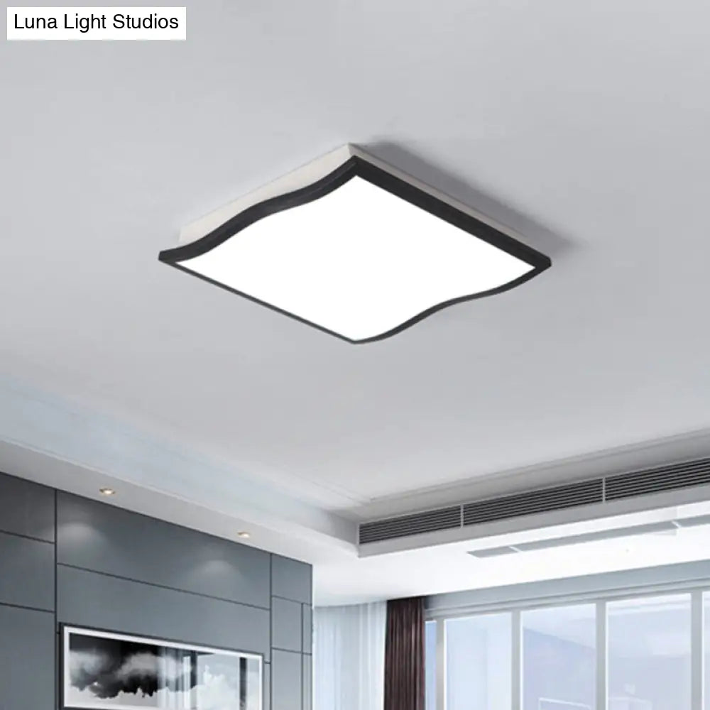 Lámpara de techo contemporánea DecorBites™ de acrílico, cuadrada/rectangular ondulada, LED, 19.5"/32" de ancho, negra