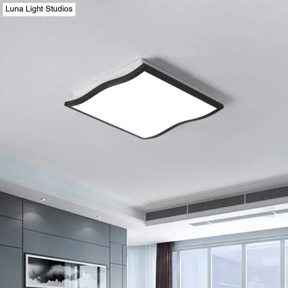 Lámpara de techo contemporánea DecorBites™ de acrílico, cuadrada/rectangular ondulada, LED, 19.5"/32" de ancho, negra
