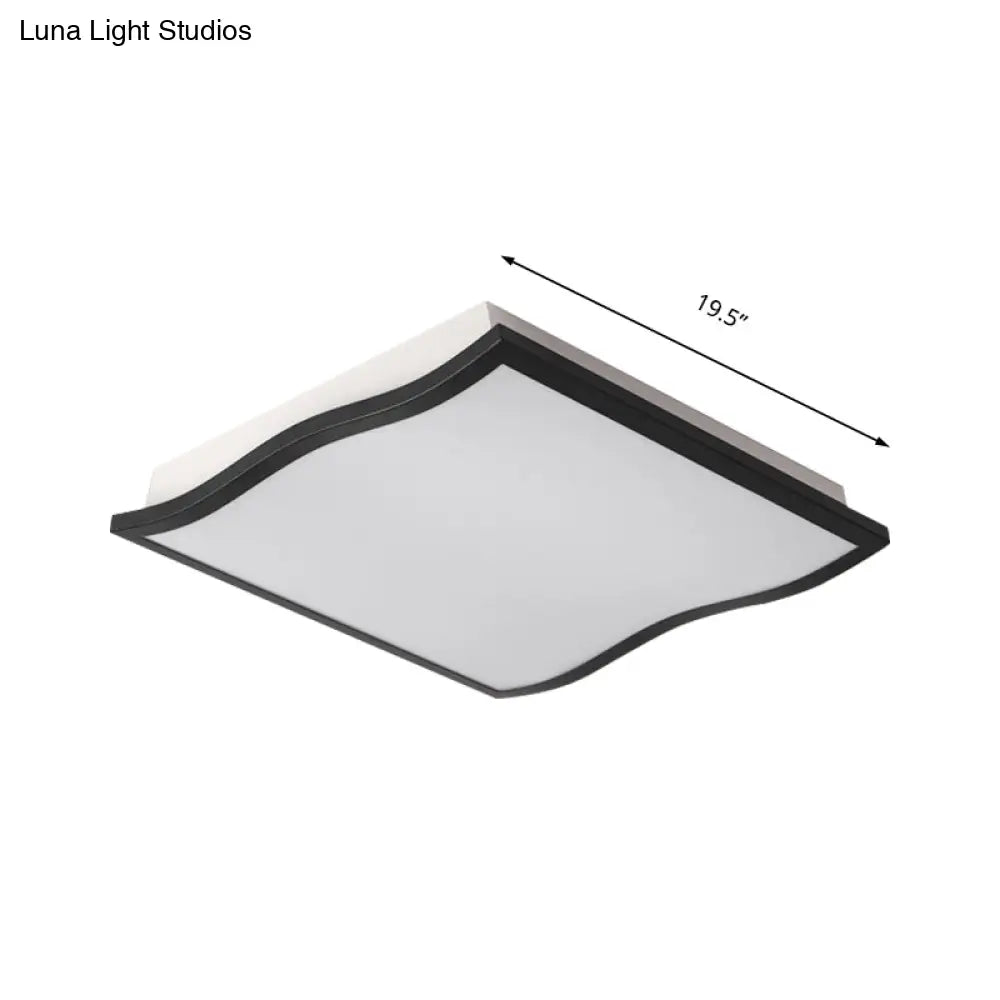 Lámpara de techo contemporánea DecorBites™ de acrílico, cuadrada/rectangular ondulada, LED, 19.5"/32" de ancho, negra