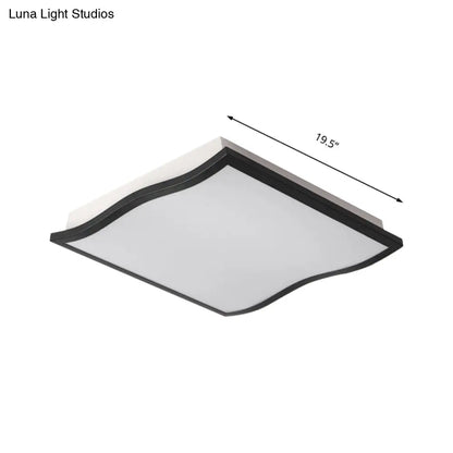 Lámpara de techo contemporánea DecorBites™ de acrílico, cuadrada/rectangular ondulada, LED, 19.5"/32" de ancho, negra