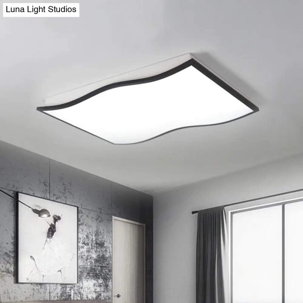 Lámpara de techo contemporánea DecorBites™ de acrílico, cuadrada/rectangular ondulada, LED, 19.5"/32" de ancho, negra