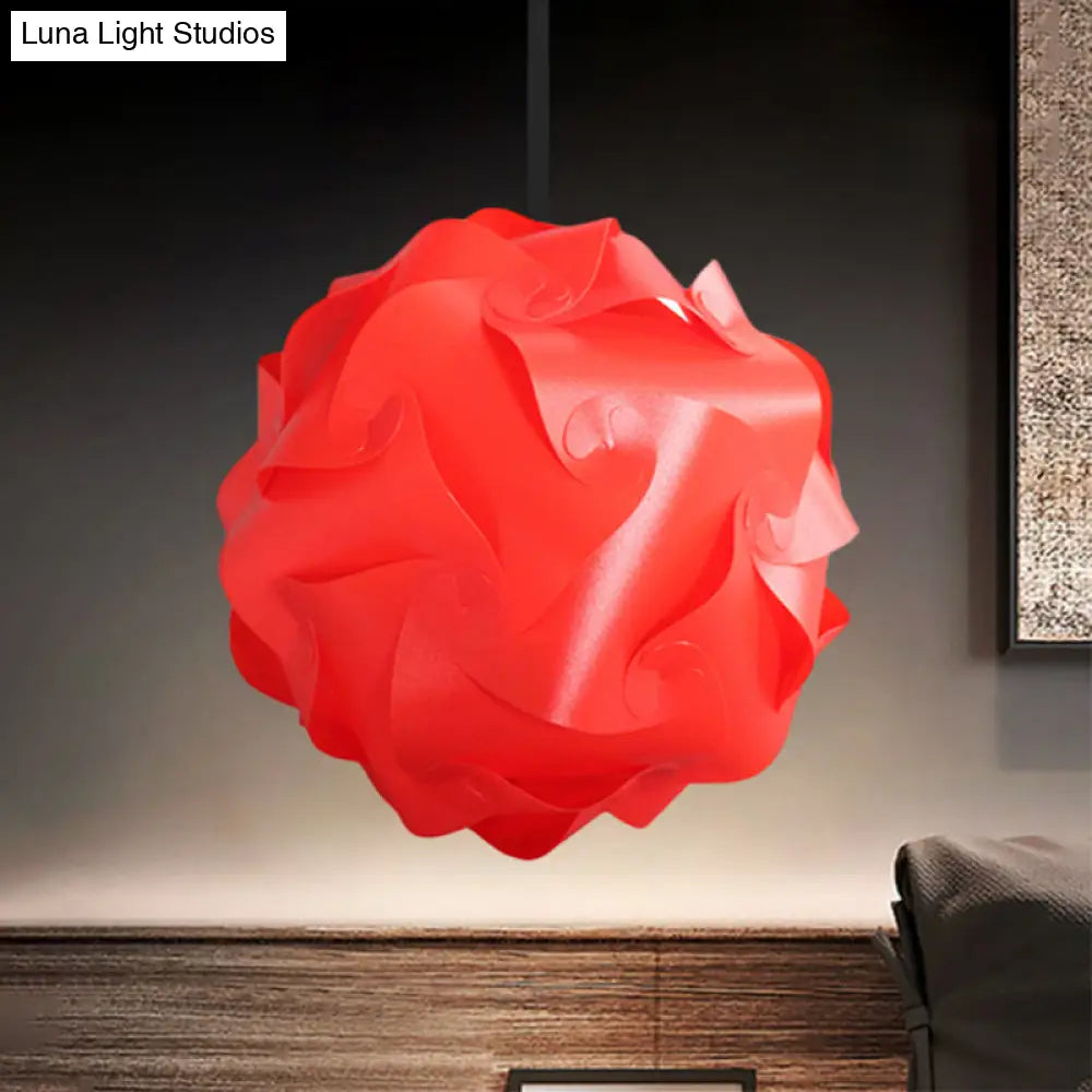 Contemporary Acrylic Globe Hanging Lamp Set - White/Red/Pink, 1-Light Pendant Light, 8"/9"/10" Dia (Pack of 2)