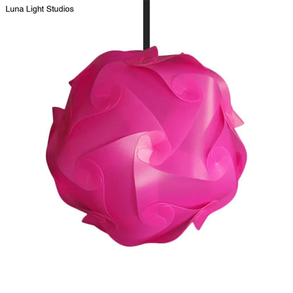 Contemporary Acrylic Globe Hanging Lamp Set - White/Red/Pink, 1-Light Pendant Light, 8"/9"/10" Dia (Pack of 2)