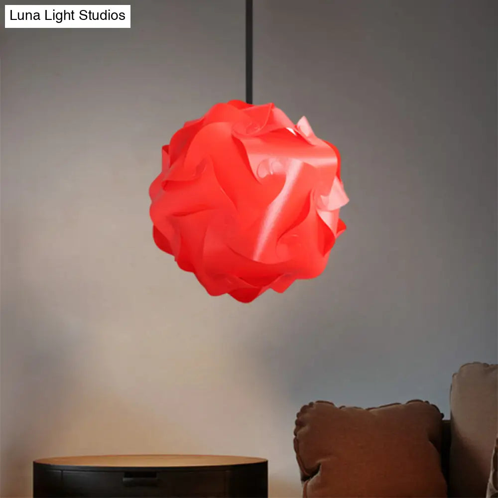 Contemporary Acrylic Globe Hanging Lamp Set - White/Red/Pink, 1-Light Pendant Light, 8"/9"/10" Dia (Pack of 2)