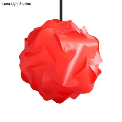 Contemporary Acrylic Globe Hanging Lamp Set - White/Red/Pink, 1-Light Pendant Light, 8"/9"/10" Dia (Pack of 2)