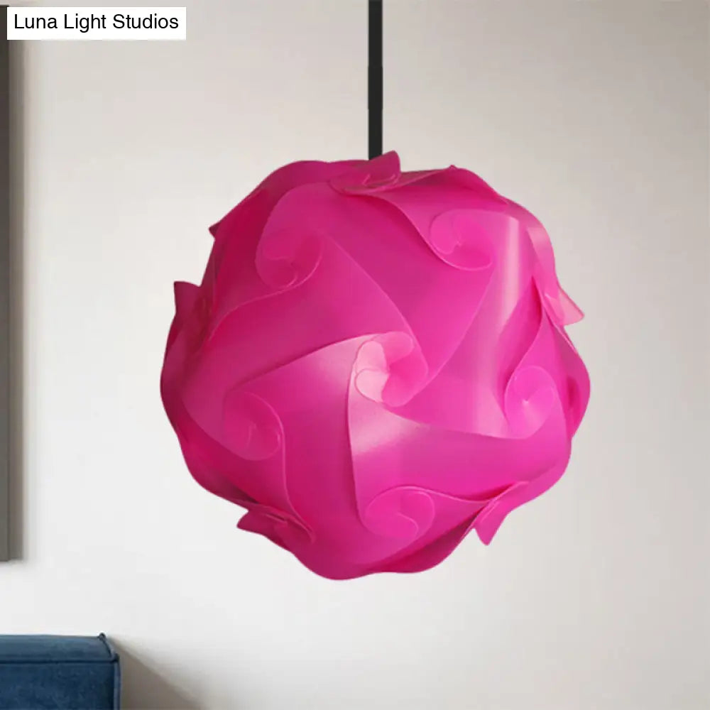 Contemporary Acrylic Globe Hanging Lamp Set - White/Red/Pink, 1-Light Pendant Light, 8"/9"/10" Dia (Pack of 2)