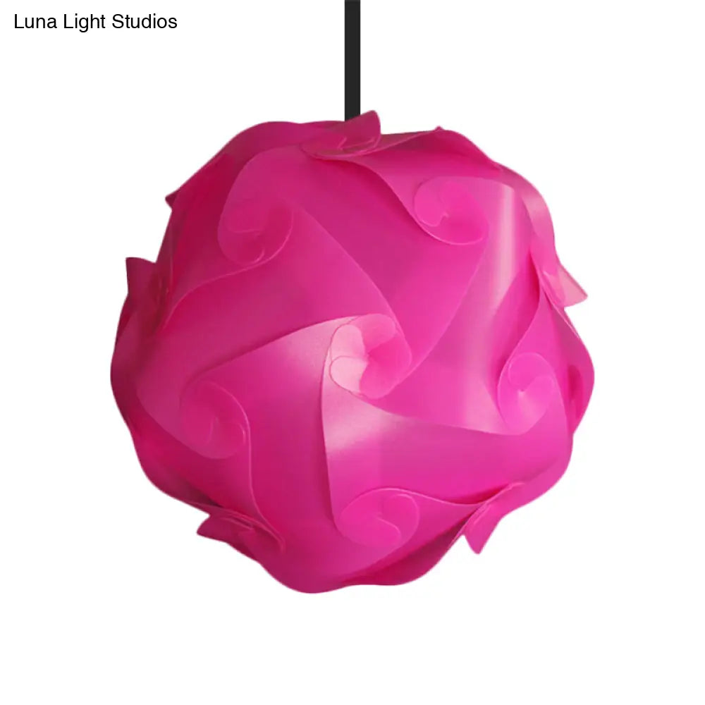 Contemporary Acrylic Globe Hanging Lamp Set - White/Red/Pink, 1-Light Pendant Light, 8"/9"/10" Dia (Pack of 2)