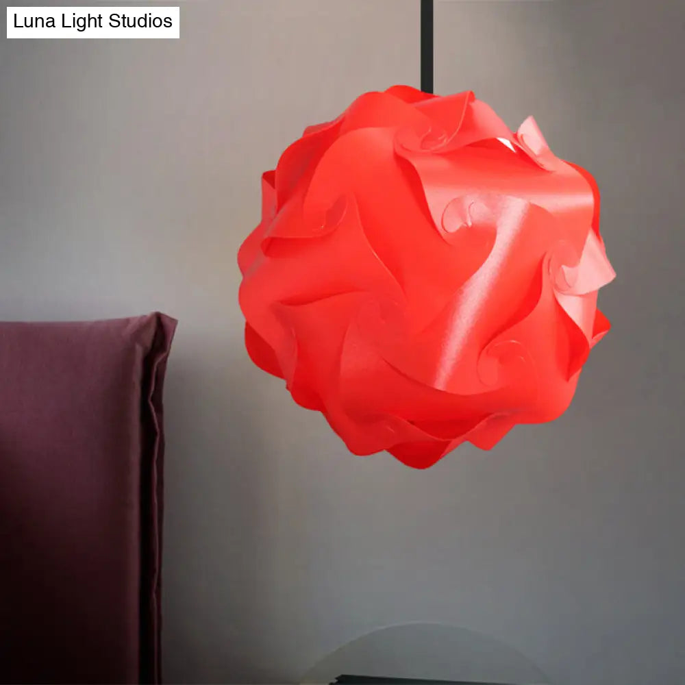 Contemporary Acrylic Globe Hanging Lamp Set - White/Red/Pink, 1-Light Pendant Light, 8"/9"/10" Dia (Pack of 2)