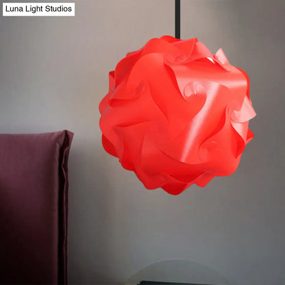 Contemporary Acrylic Globe Hanging Lamp Set - White/Red/Pink, 1-Light Pendant Light, 8"/9"/10" Dia (Pack of 2)