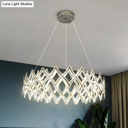 Lámpara de araña LED acrílica contemporánea - Rejilla de 31,5"/23,5" de ancho, cromo/dorado, luz cálida/blanca