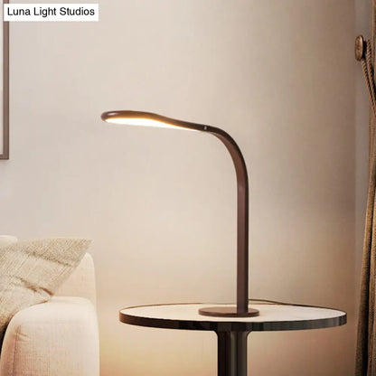 Contemporary Acrylic LED Desk Lamp: Droplet Task Light with Metal Curved Arm, Coffee Finish, Warm/White Light