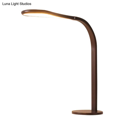 Contemporary Acrylic LED Desk Lamp: Droplet Task Light with Metal Curved Arm, Coffee Finish, Warm/White Light