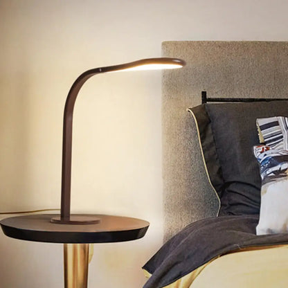 Contemporary Acrylic LED Desk Lamp: Droplet Task Light with Metal Curved Arm, Coffee Finish, Warm/White Light