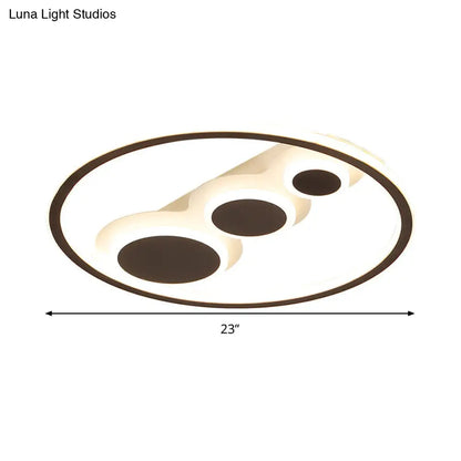 DecorBites™ DecorBites™ Contemporary Acrylic LED Flush Light - Coffee Round Ceiling Mounted - 18.5"/23" Wide - Warm & White Light - Remote Control Dimmable