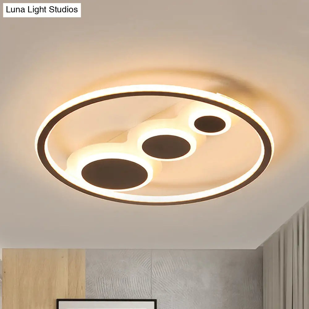 DecorBites™ DecorBites™ Contemporary Acrylic LED Flush Light - Coffee Round Ceiling Mounted - 18.5"/23" Wide - Warm & White Light - Remote Control Dimmable