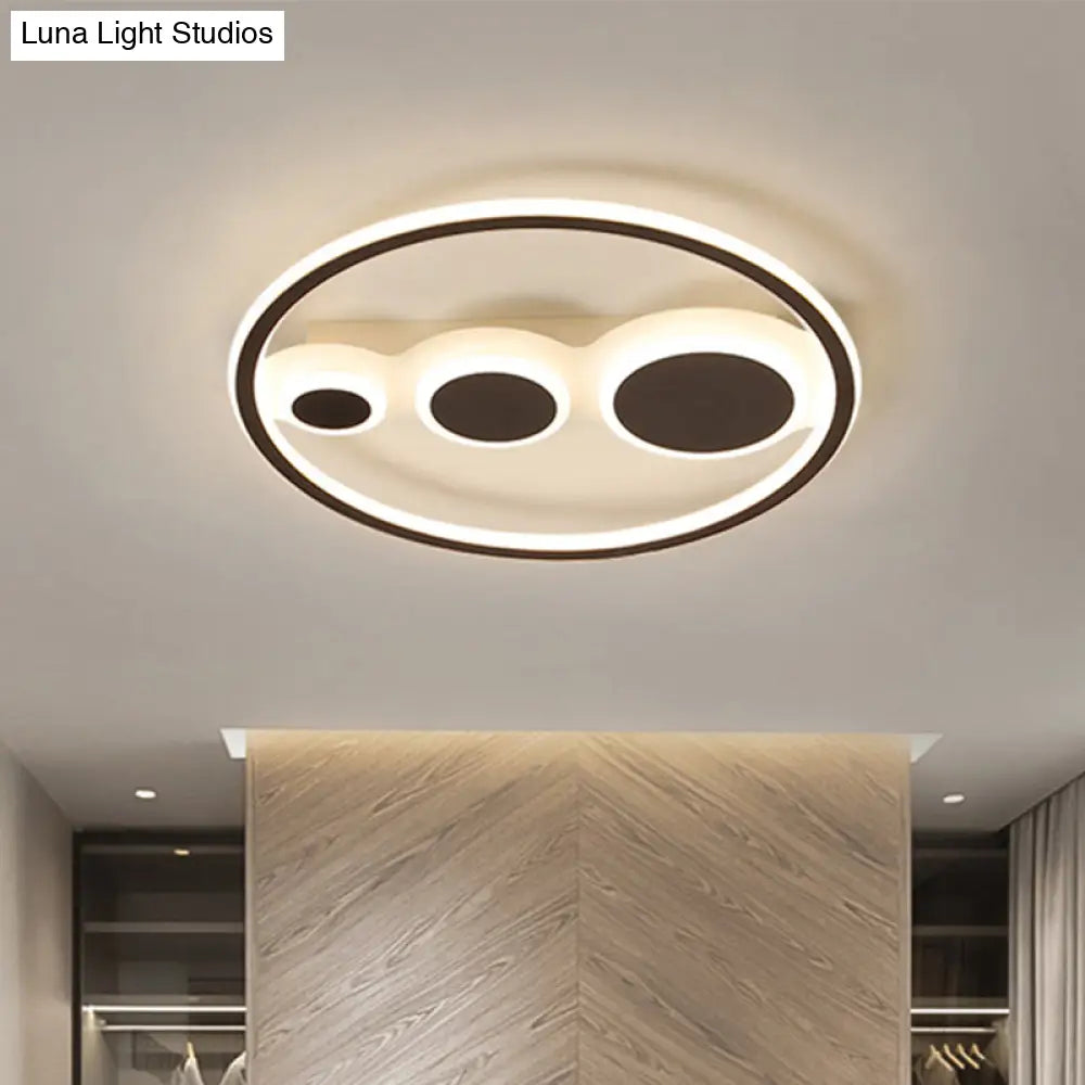 DecorBites™ DecorBites™ Contemporary Acrylic LED Flush Light - Coffee Round Ceiling Mounted - 18.5"/23" Wide - Warm & White Light - Remote Control Dimmable