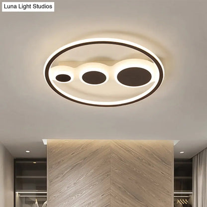 DecorBites™ DecorBites™ Contemporary Acrylic LED Flush Light - Coffee Round Ceiling Mounted - 18.5"/23" Wide - Warm & White Light - Remote Control Dimmable