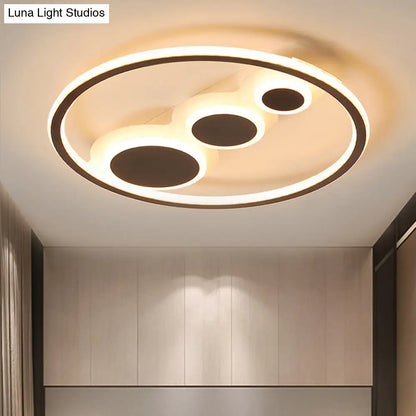 DecorBites™ DecorBites™ Contemporary Acrylic LED Flush Light - Coffee Round Ceiling Mounted - 18.5"/23" Wide - Warm & White Light - Remote Control Dimmable