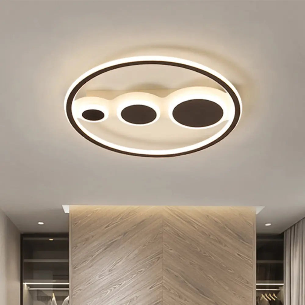 DecorBites™ DecorBites™ Contemporary Acrylic LED Flush Light - Coffee Round Ceiling Mounted - 18.5"/23" Wide - Warm & White Light - Remote Control Dimmable